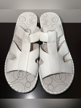 Propet T-Strap Cutout Leather Comfort Slide  Sandals
